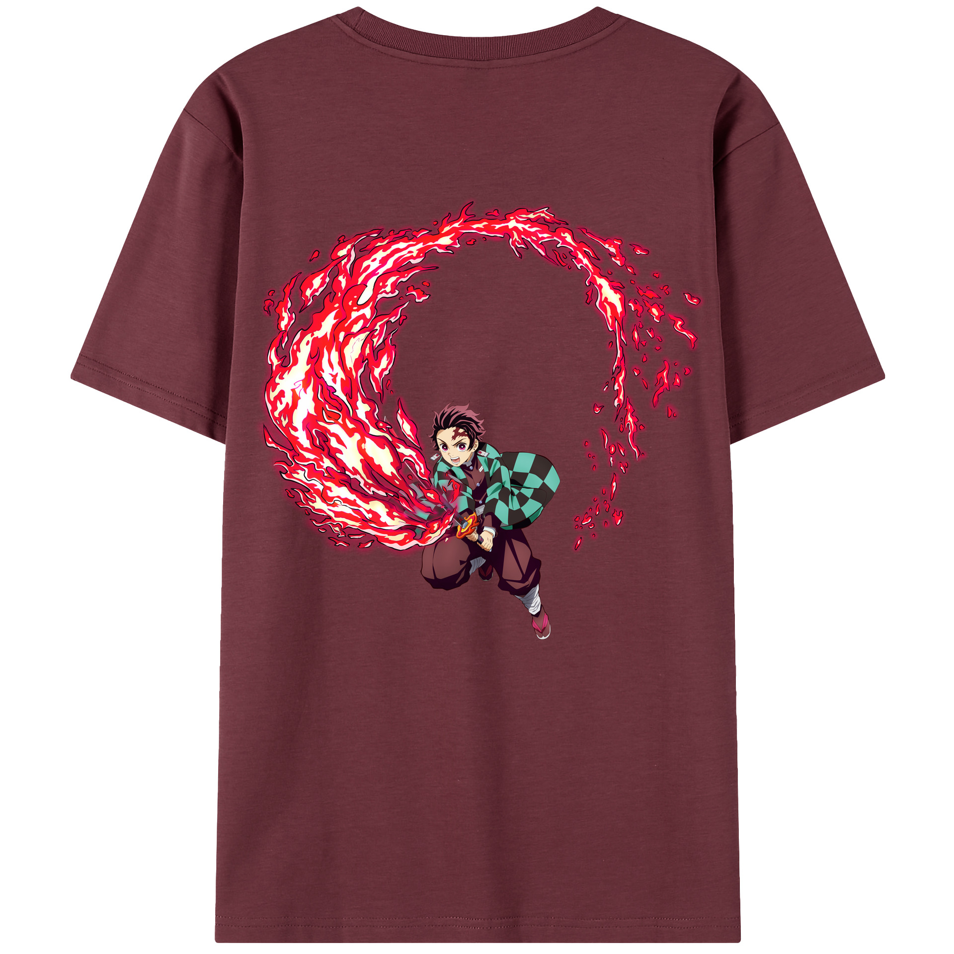 （画像用） 鬼滅の刃 竈門 炭治郎／かまど たんじろう Kamado Tanjirou 綿100％半袖Tシャツ（背面プリント）